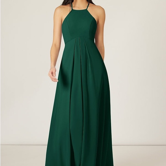 Azazie Sara Emerald Halter Maxi Dress - Picture 1 of 2